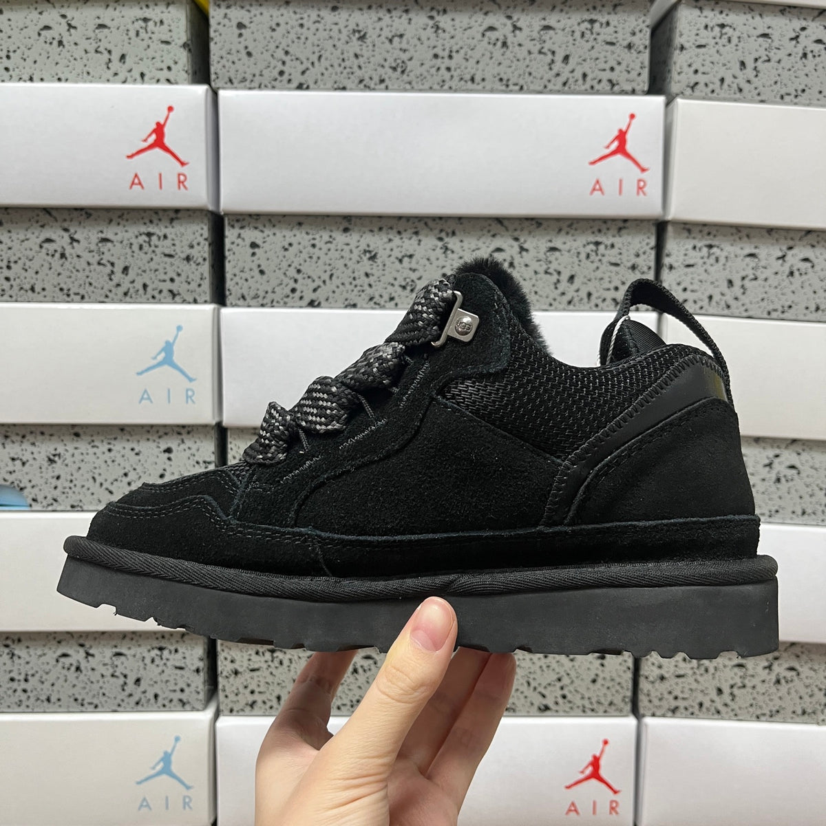 UGG Black Lowmel Lace-Up Shoes with Chunky Sole