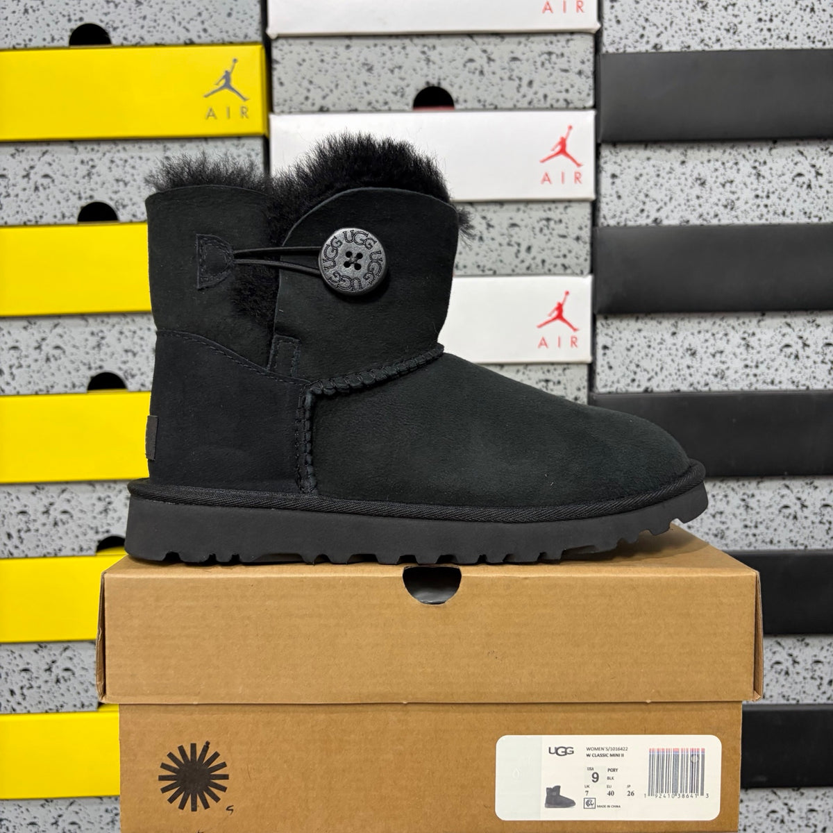 UGG Black Button-Detail Short Boots