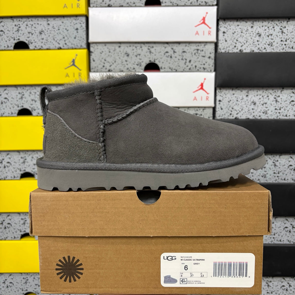 UGG Grey Mini Pull-On Ankle Boots with Plush Lining