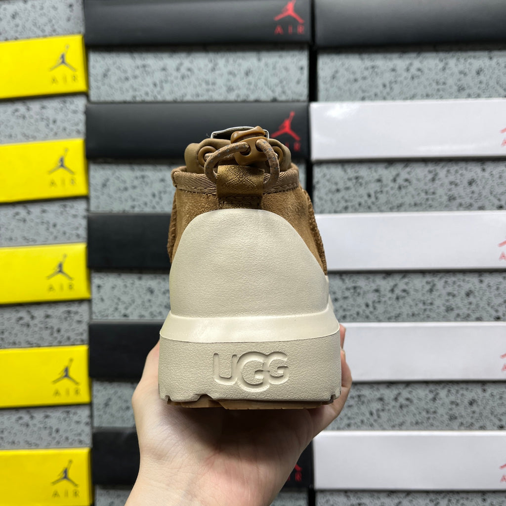 UGG Chestnut Drawstring Ankle Boots with Cream Lug Sole