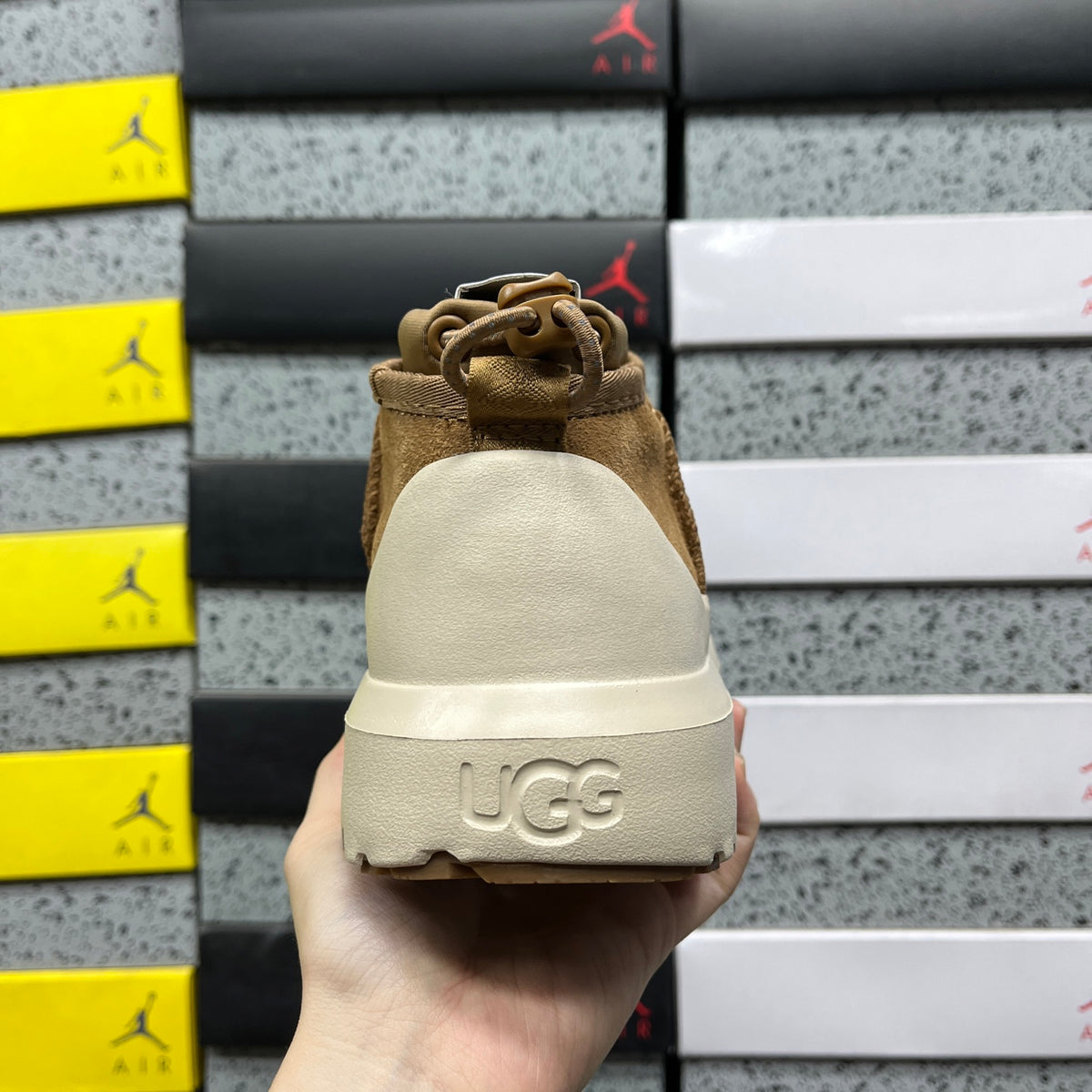 UGG Chestnut Drawstring Ankle Boots with Cream Lug Sole