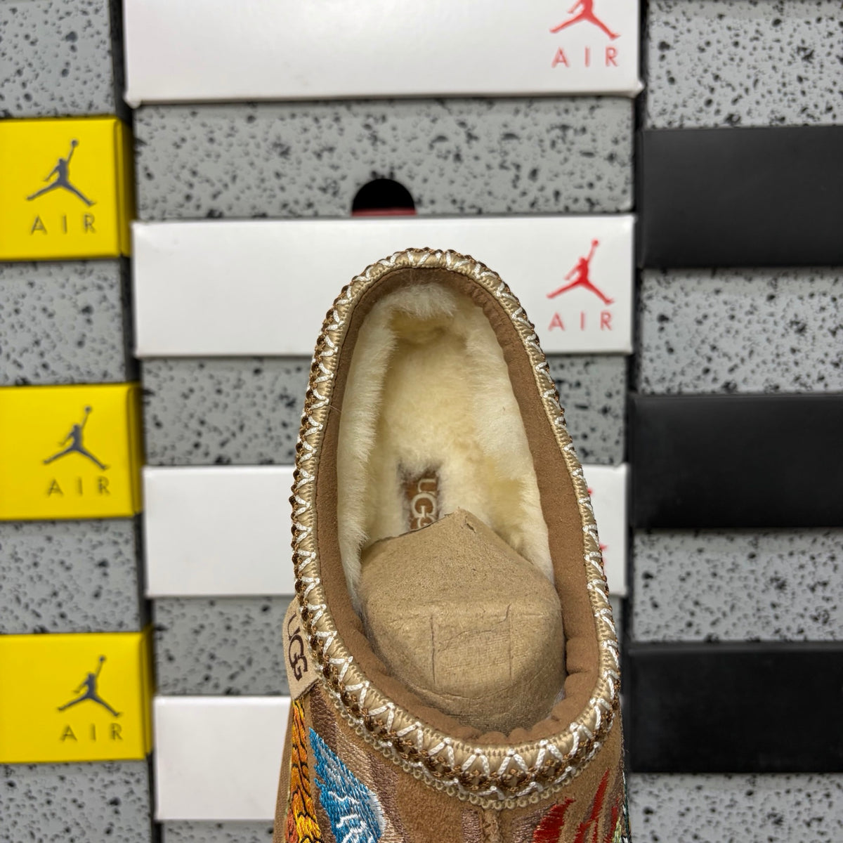 UGG Chestnut Slip-On Shoes with Dragon & Tiger Embroidery
