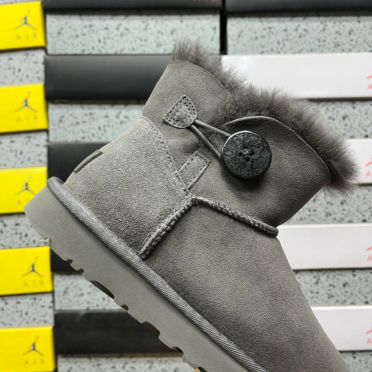 UGG Grey Mini Button Ankle Boots
