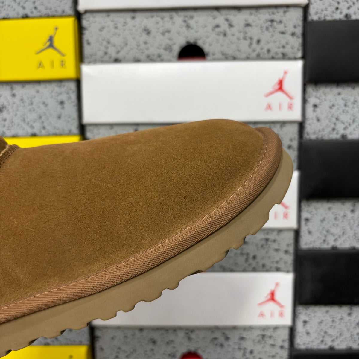 UGG Chestnut Mini Slip-On Shoes with Cream Plush Lining