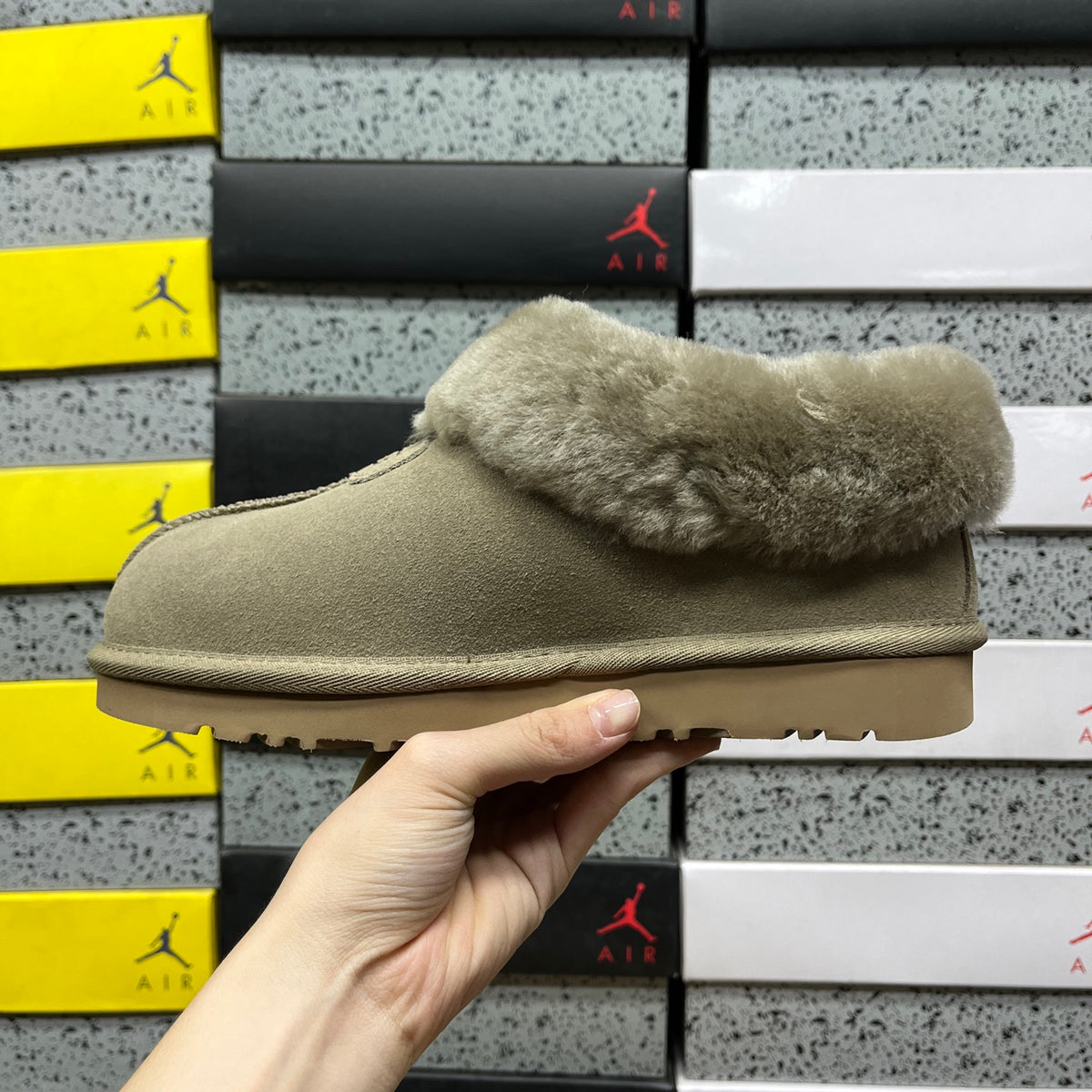 UGG Antelope Brown Slip-On Shoes with Plush Foldover Collar