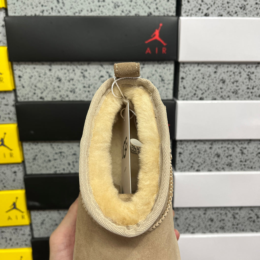 UGG Sand Mini Pull-On Ankle Boots with Cream Sole