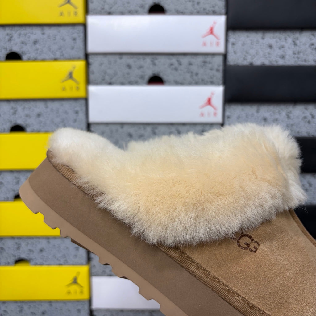 UGG Chestnut Platform Slippers with Plush Collar