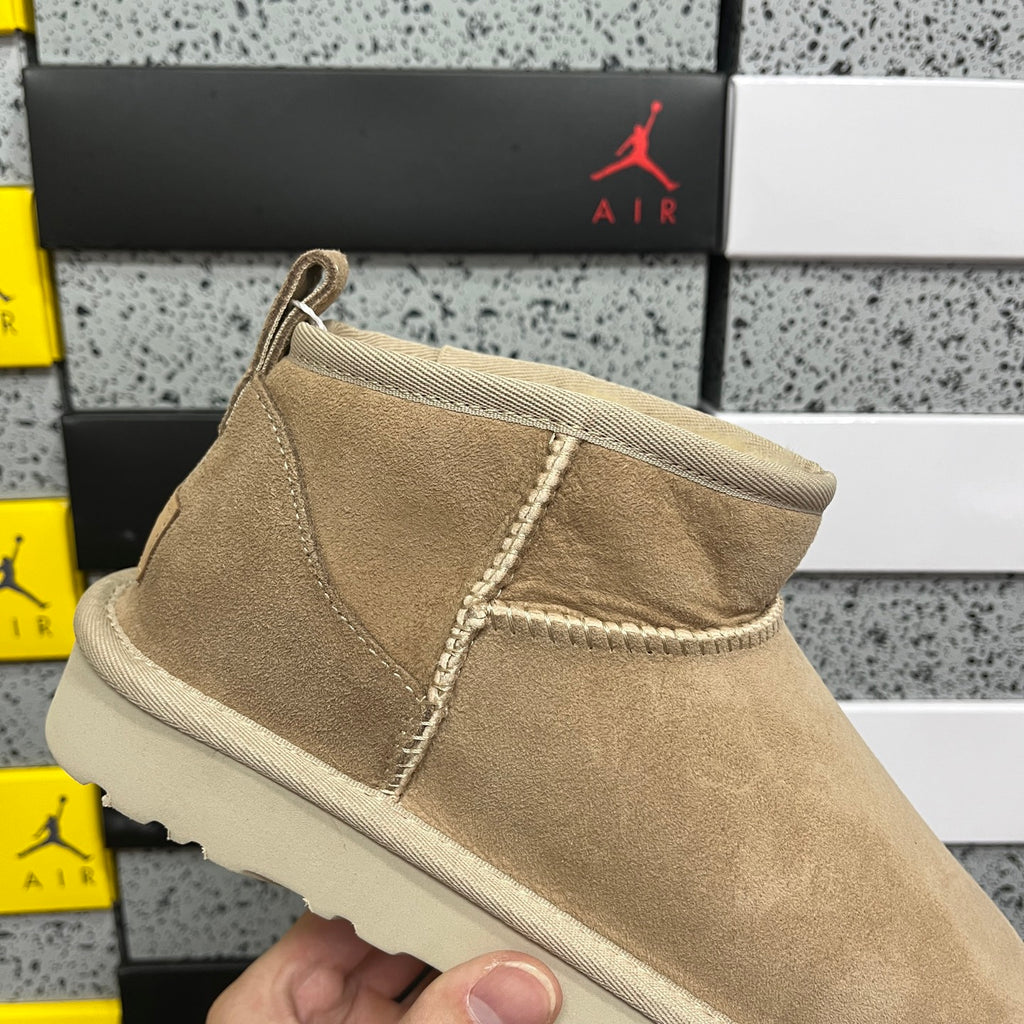 UGG Sand Mini Pull-On Ankle Boots with Cream Sole