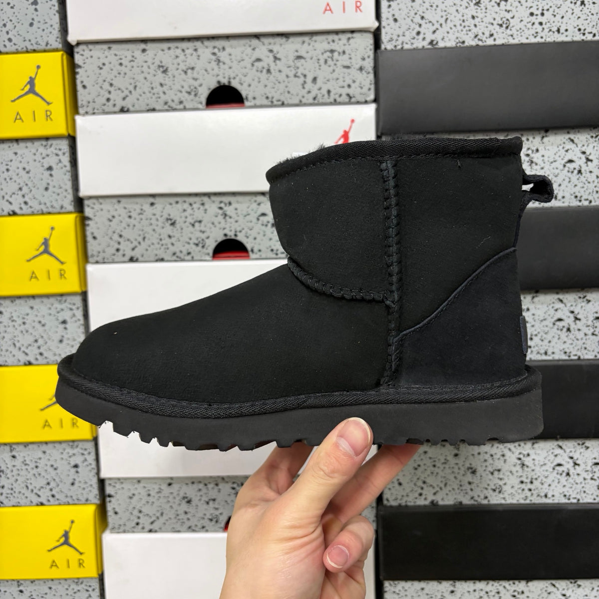 UGG Black Mini Pull-On Ankle Boots with Plush Lining