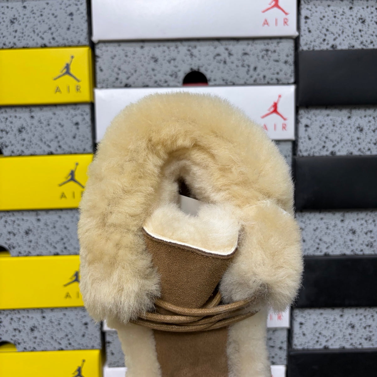 UGG Chestnut Platform Ankle Boots with Cream Plush Trim