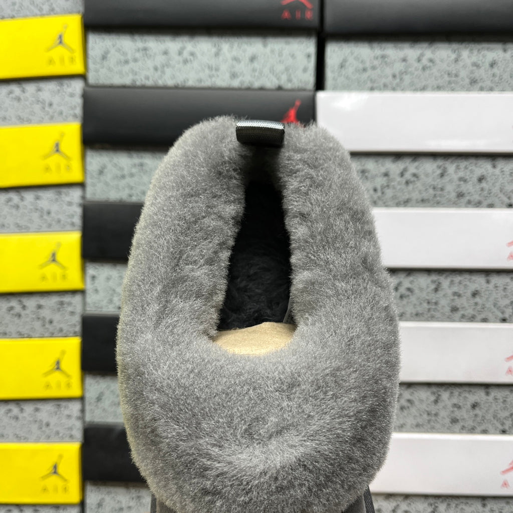 UGG Grey Platform Slip-On Shoes with Plush Foldover Collar