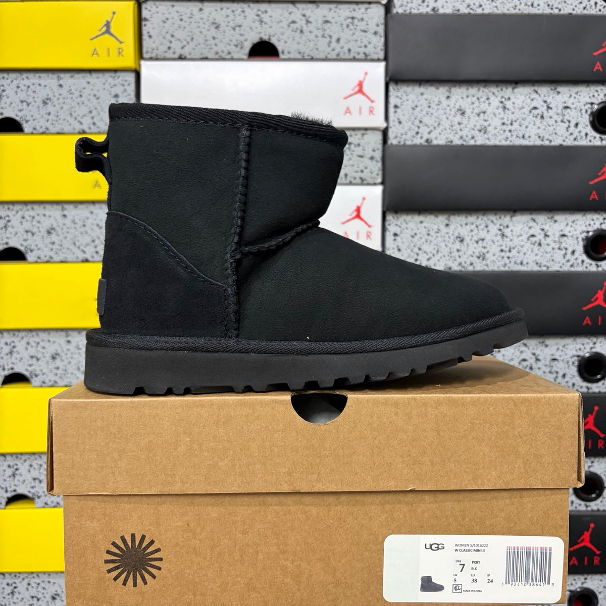 UGG Black Mini Pull-On Ankle Boots with Plush Lining