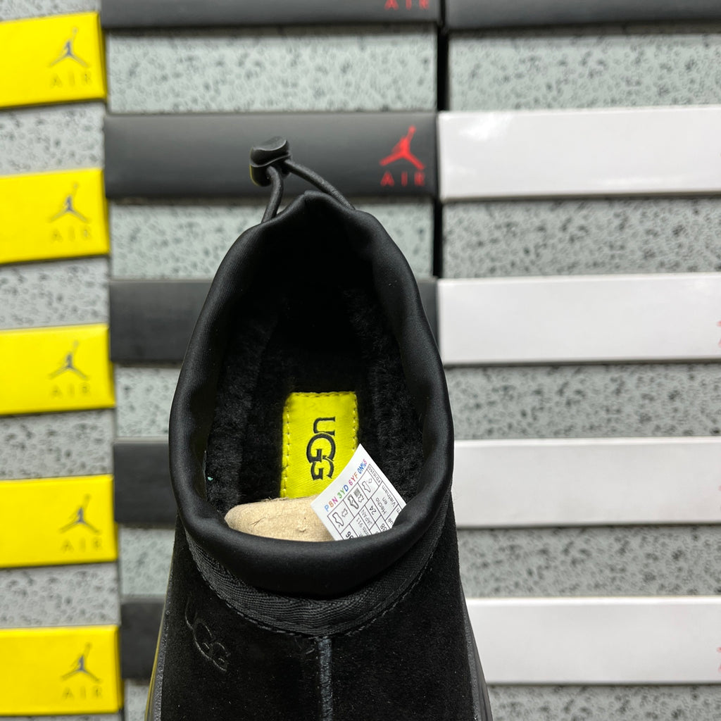 UGG Black Drawstring Slip-On Shoes with Chunky Sole