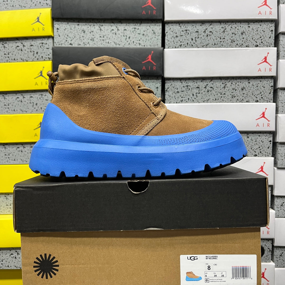 UGG Chestnut Lace-Up Ankle Boots with Blue Lug Sole