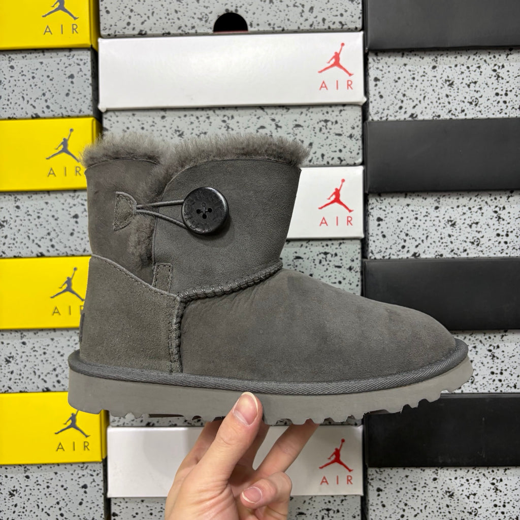 UGG Gray Button-Detail Short Boots