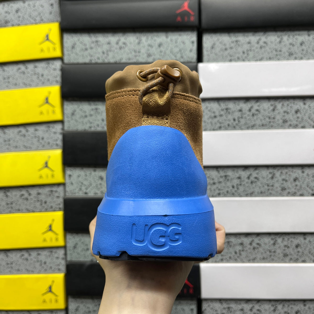 UGG Chestnut Lace-Up Ankle Boots with Blue Lug Sole