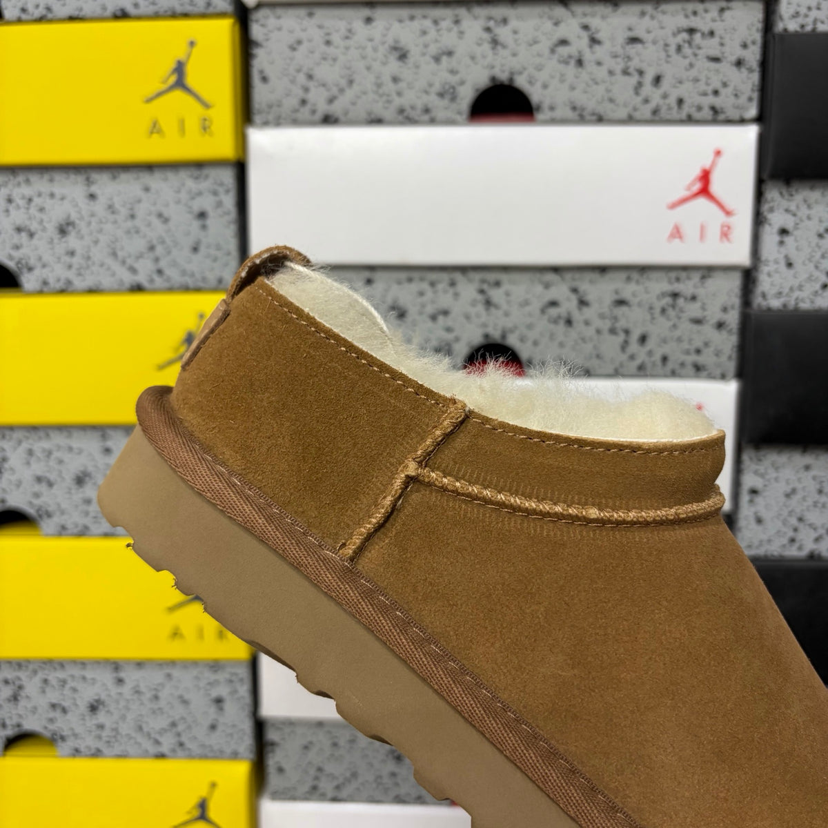 UGG Chestnut Mini Slip-On Shoes with Cream Plush Lining