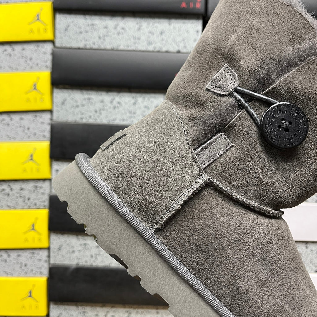 UGG Grey Button-Detail Short Boots