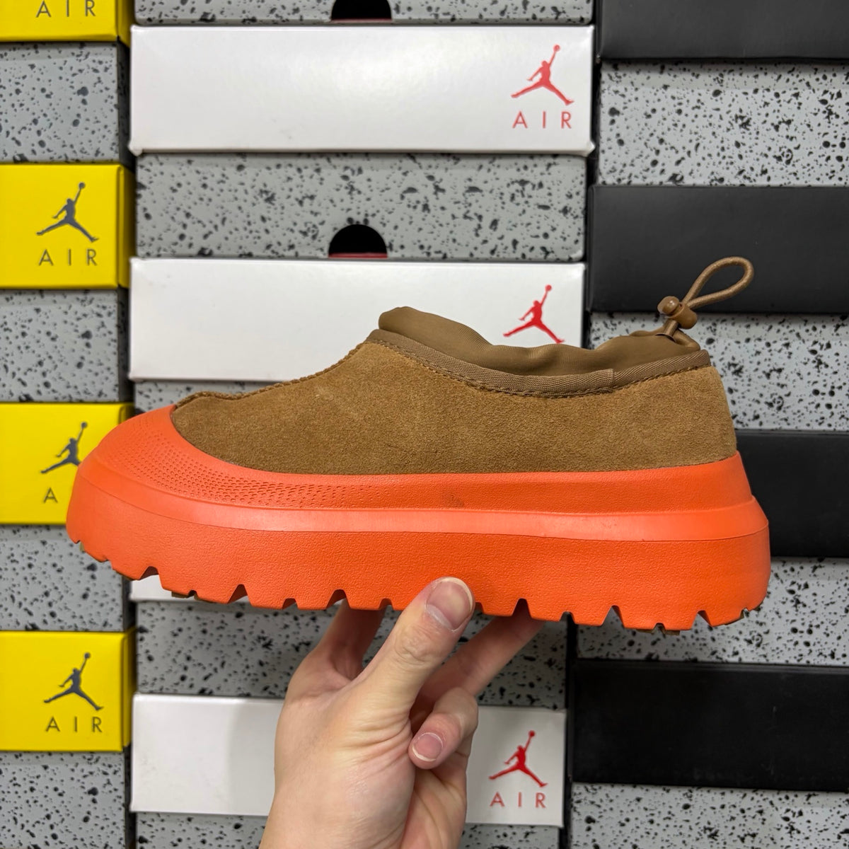 UGG Chestnut Drawstring Slip-On Shoes with Orange Chunky Sole