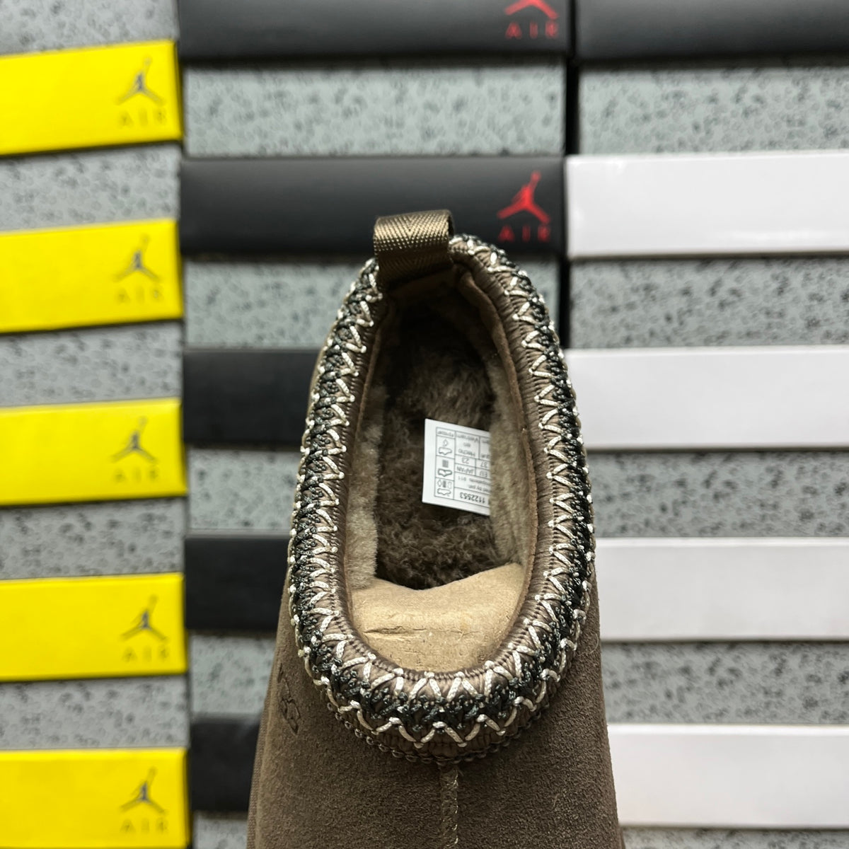 UGG Walnut Brown Platform Slip-On Shoes with Woven Trim