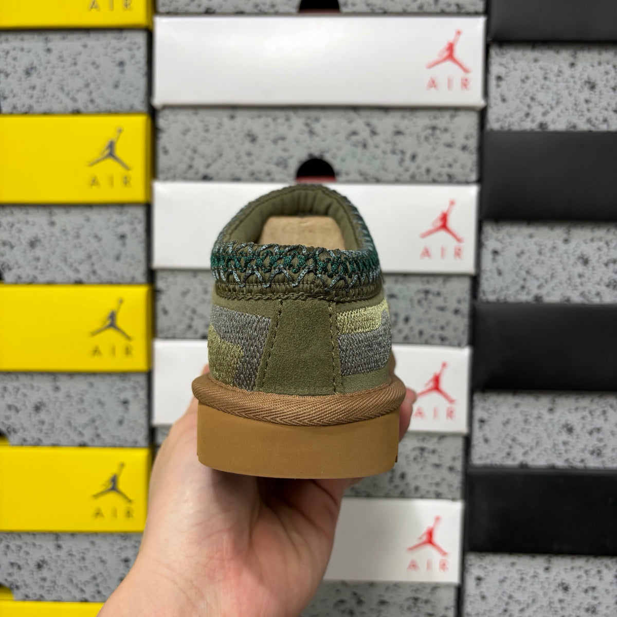 UGG Olive Green Slip-On Shoes with Dragon & Tiger Embroidery