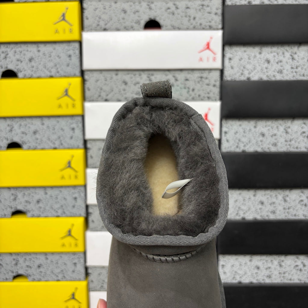 UGG Grey Mini Pull-On Ankle Boots with Plush Lining