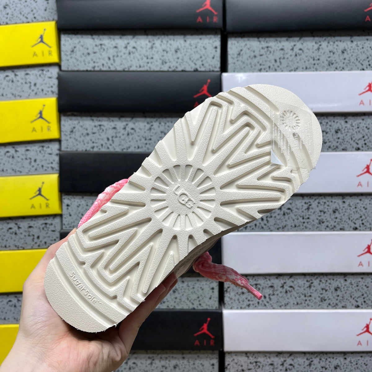 UGG White & Pink Lowmel Lace-Up Platform Shoes