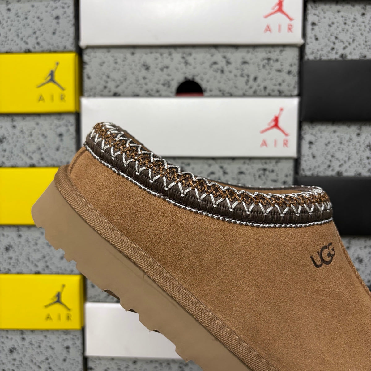 UGG Chestnut Slip-On Shoes with Contrast Woven Trim