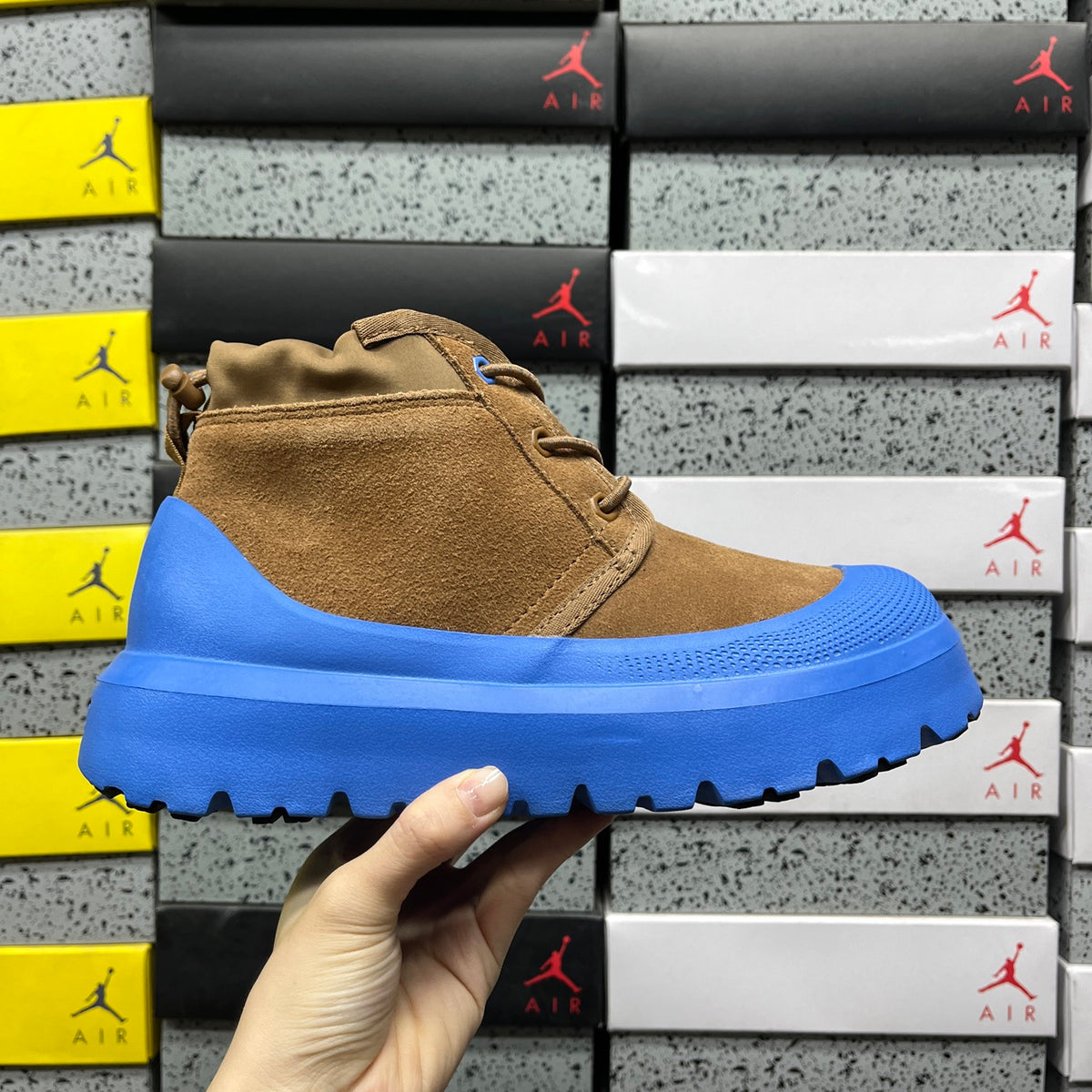 UGG Chestnut Lace-Up Ankle Boots with Blue Lug Sole