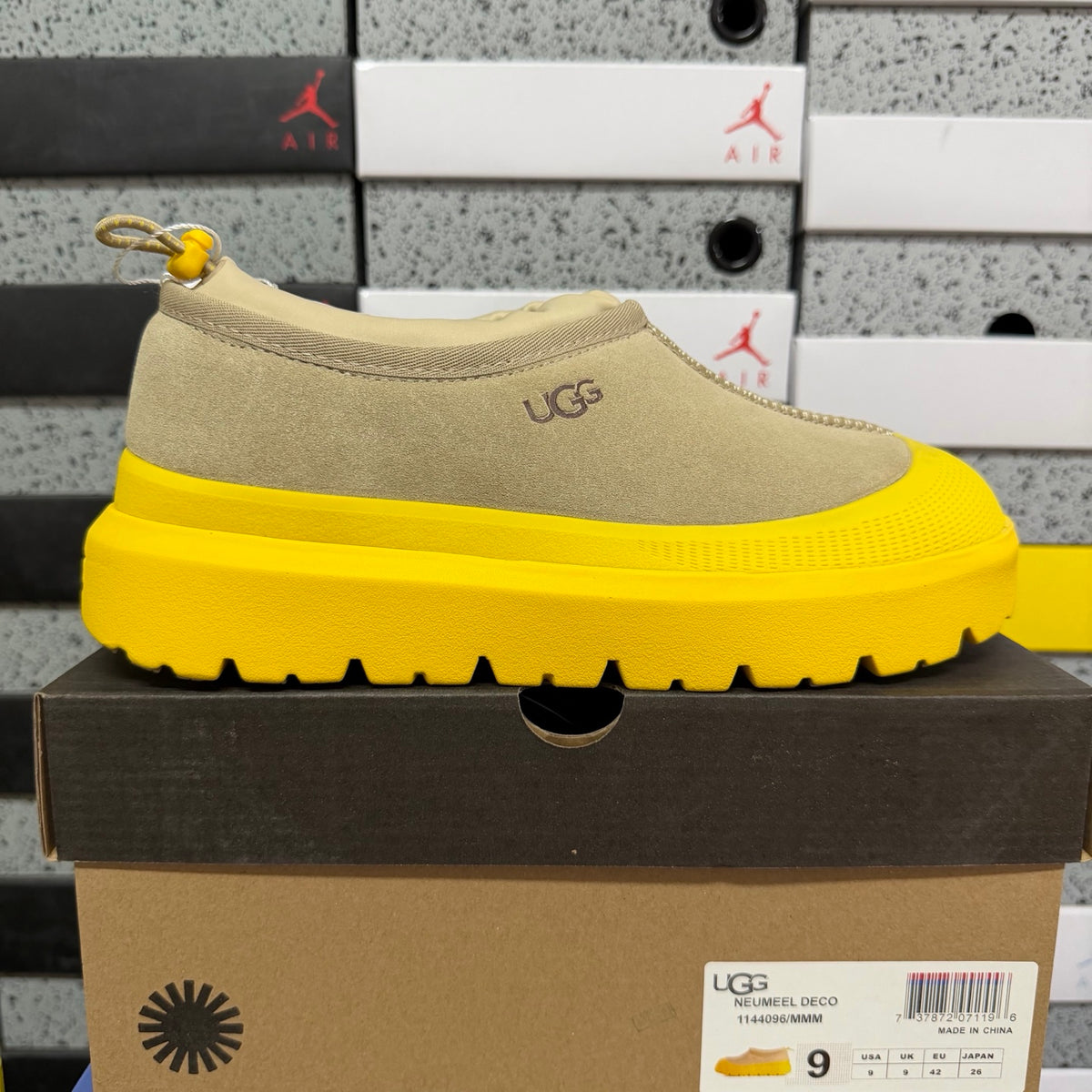 UGG Beige Drawstring Slip-On Shoes with Yellow Chunky Sole