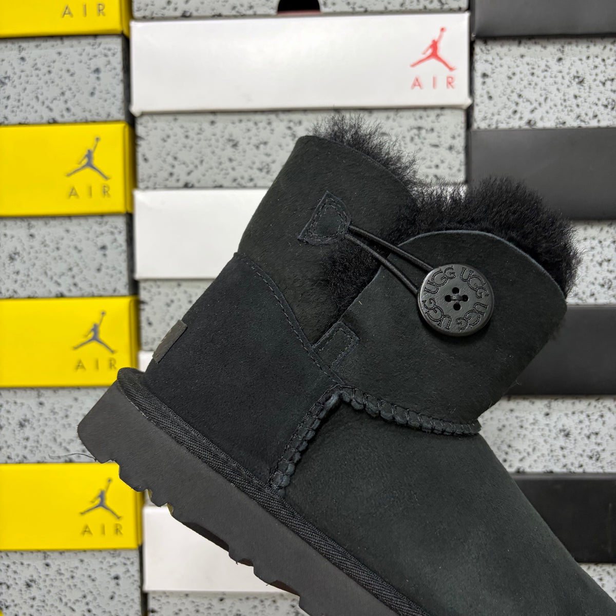 UGG Black Button-Detail Short Boots
