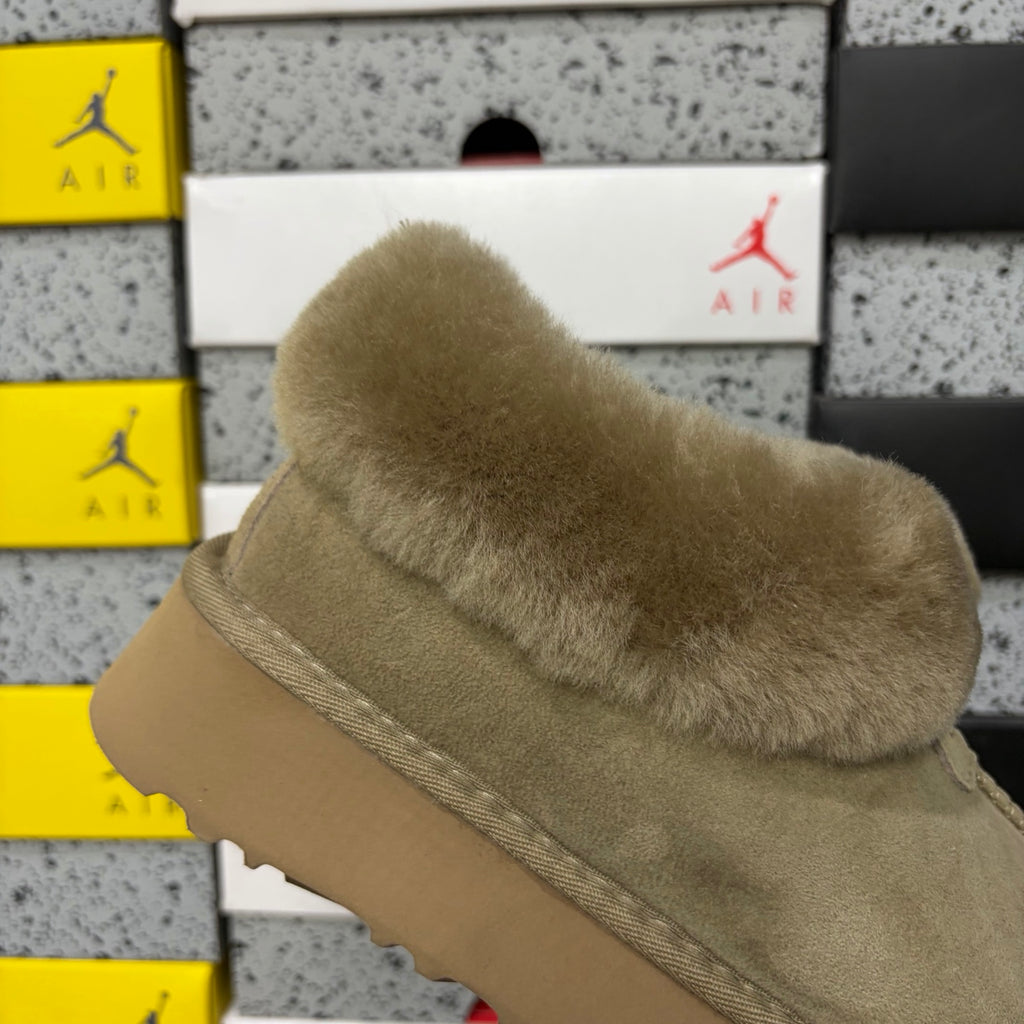 UGG Antelope Brown Slip-On Shoes with Plush Foldover Collar