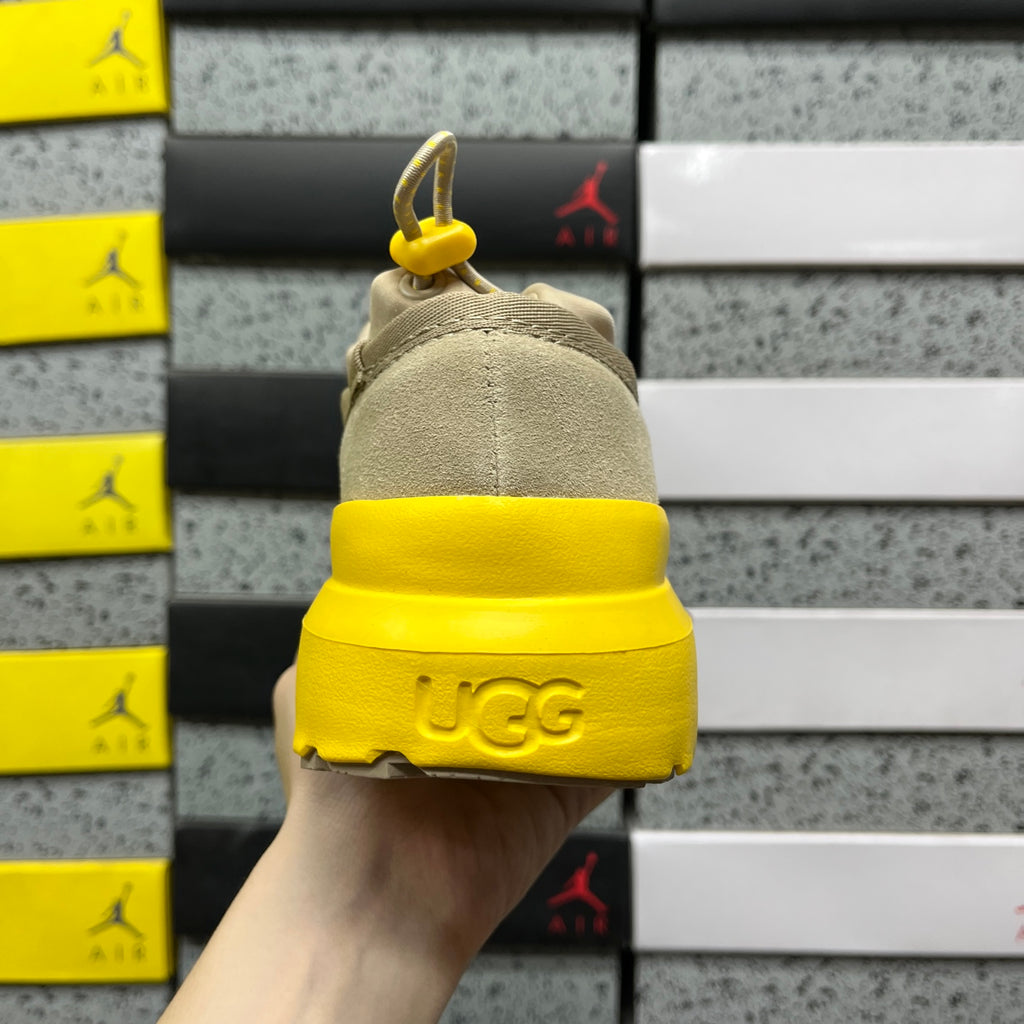 UGG Beige Drawstring Slip-On Shoes with Yellow Chunky Sole