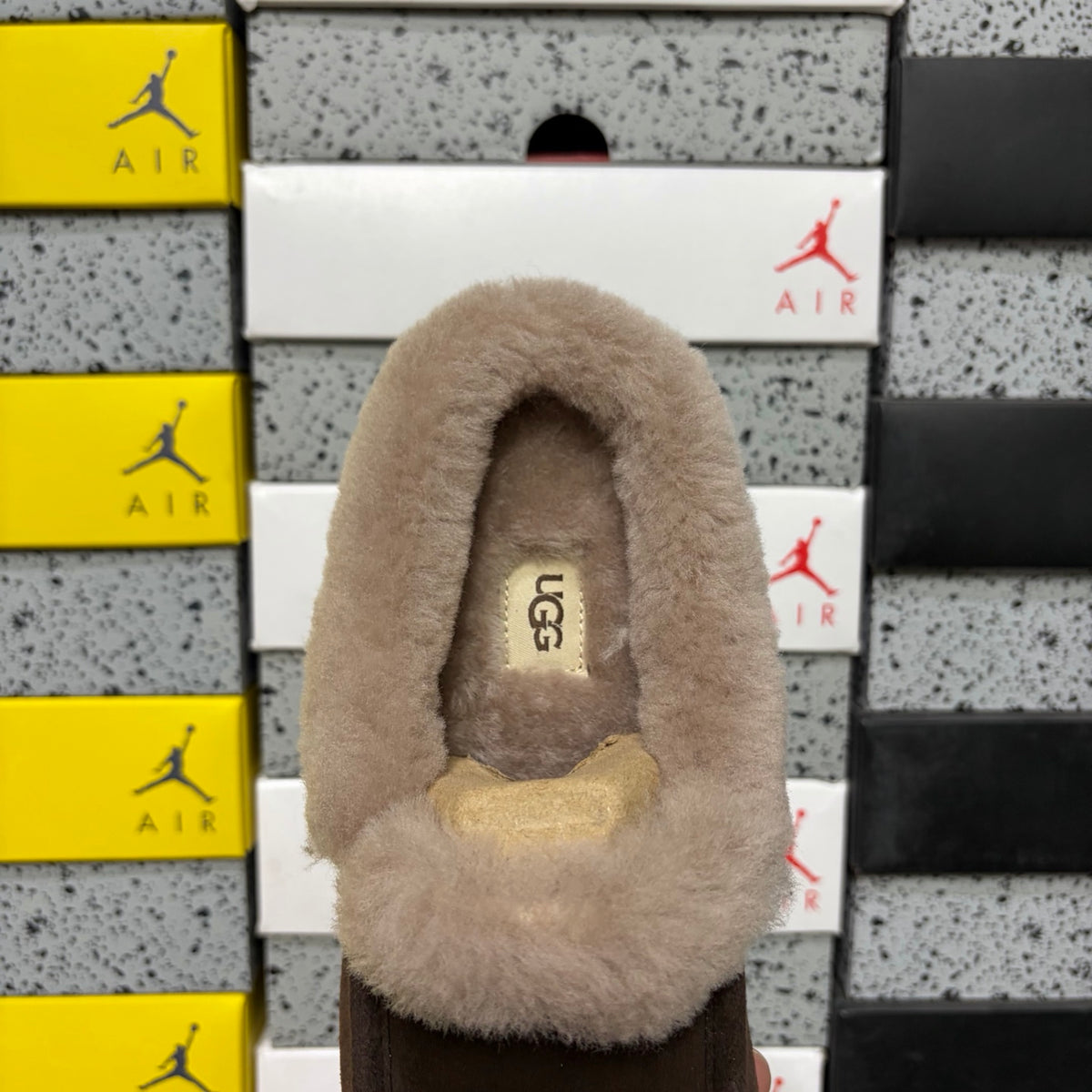 UGG Cocoa Brown Moccasin Slippers with Plush Collar