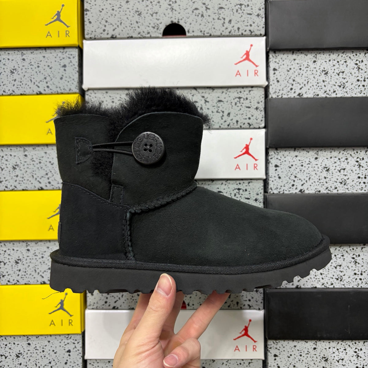 UGG Black Button-Detail Short Boots