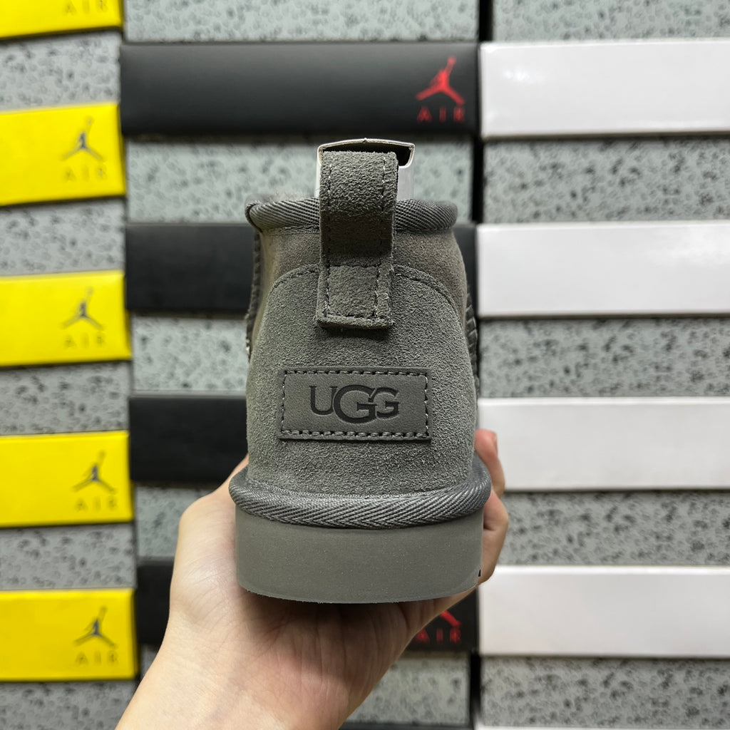 UGG Grey Ultra Mini Pull-On Ankle Boots