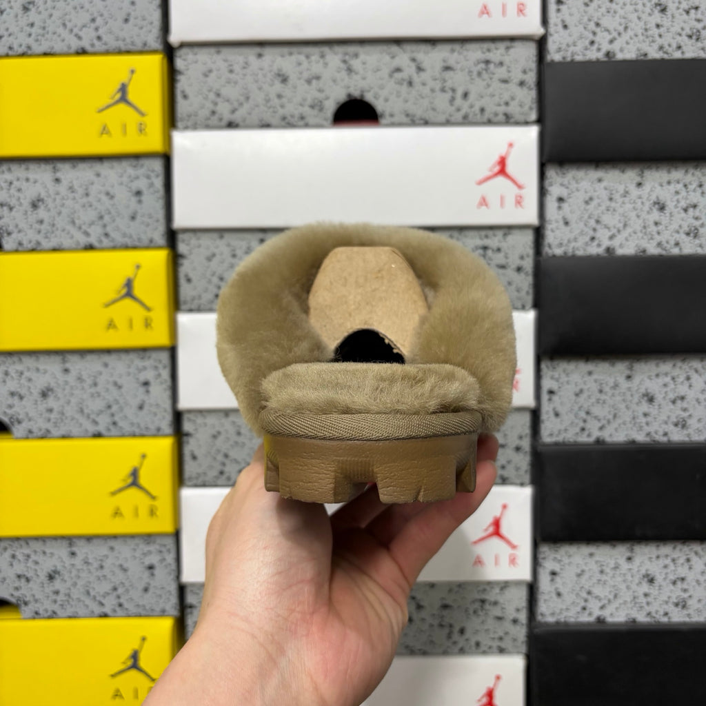 UGG Antelope Brown Slippers with Plush Collar and Notched Sole