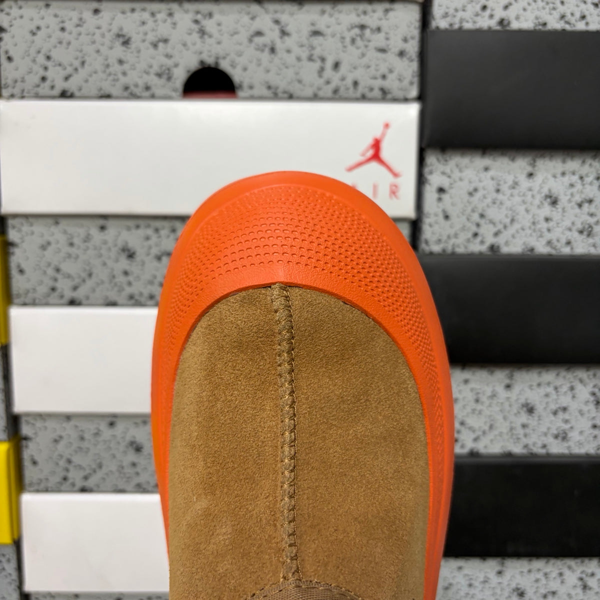 UGG Chestnut Drawstring Slip-On Shoes with Orange Chunky Sole