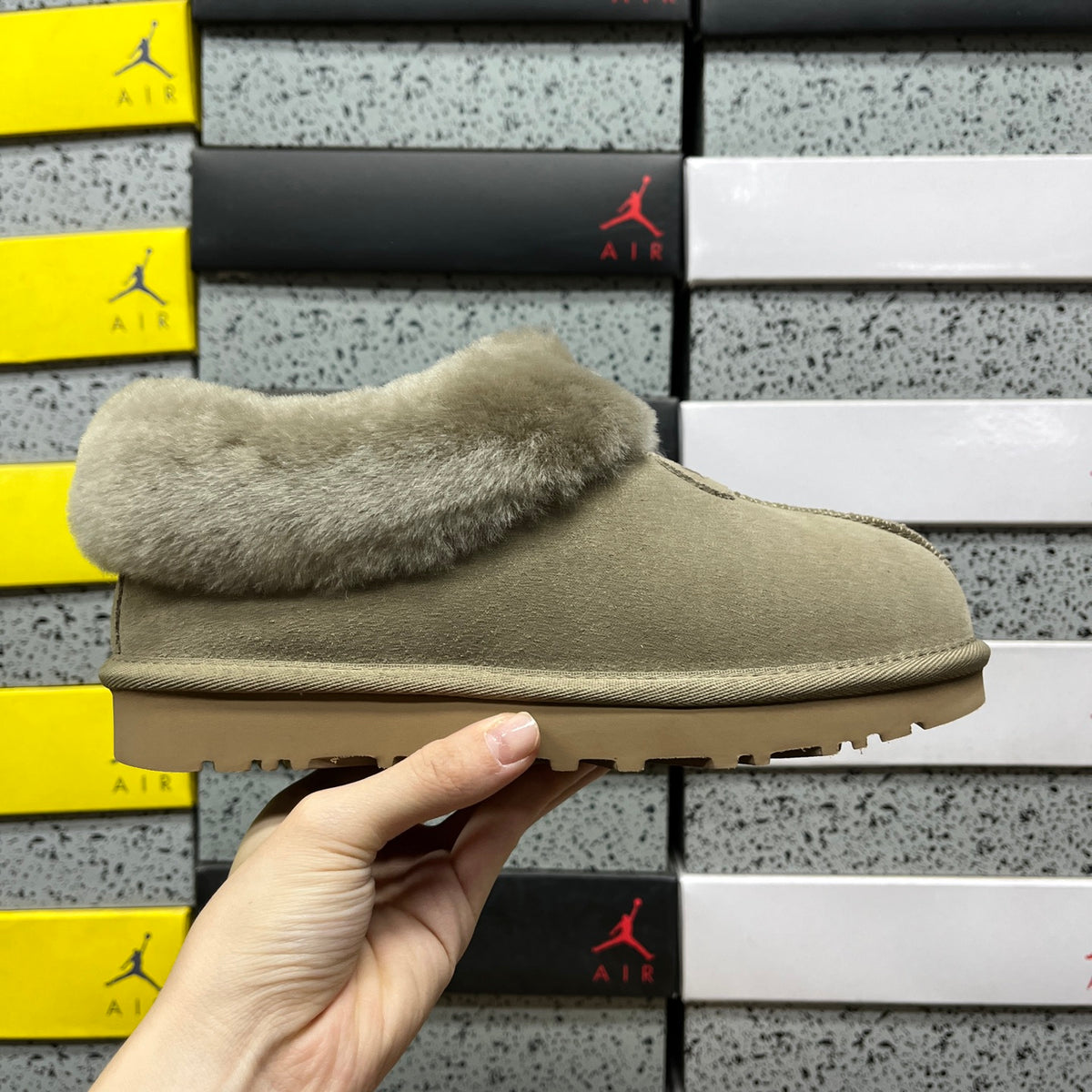 UGG Antelope Brown Slip-On Shoes with Plush Foldover Collar