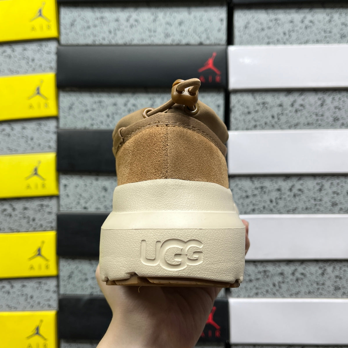 UGG Chestnut Drawstring Slip-On Shoes with Cream Chunky Sole