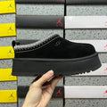 UGG Black Platform Slip-On Shoes with Contrast Woven Trim