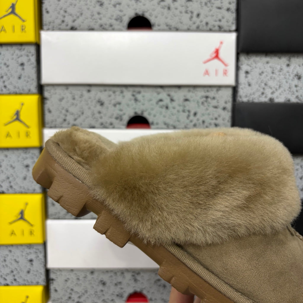 UGG Antelope Brown Slippers with Plush Collar and Notched Sole