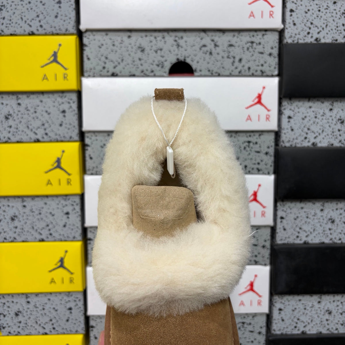 UGG Chestnut Platform Slip-On Shoes with Cream Plush Collar