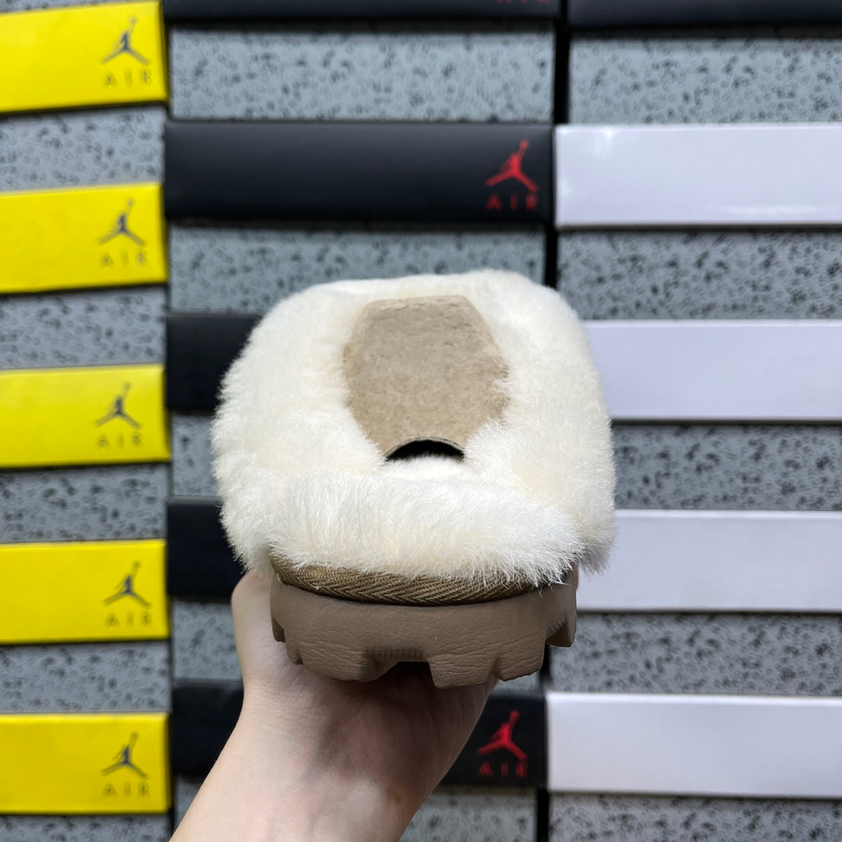 UGG Light Bronze Slip-On Shoes with Cream Plush Collar