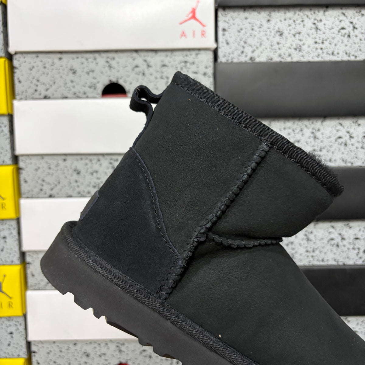 UGG Black Mini Pull-On Ankle Boots with Plush Lining
