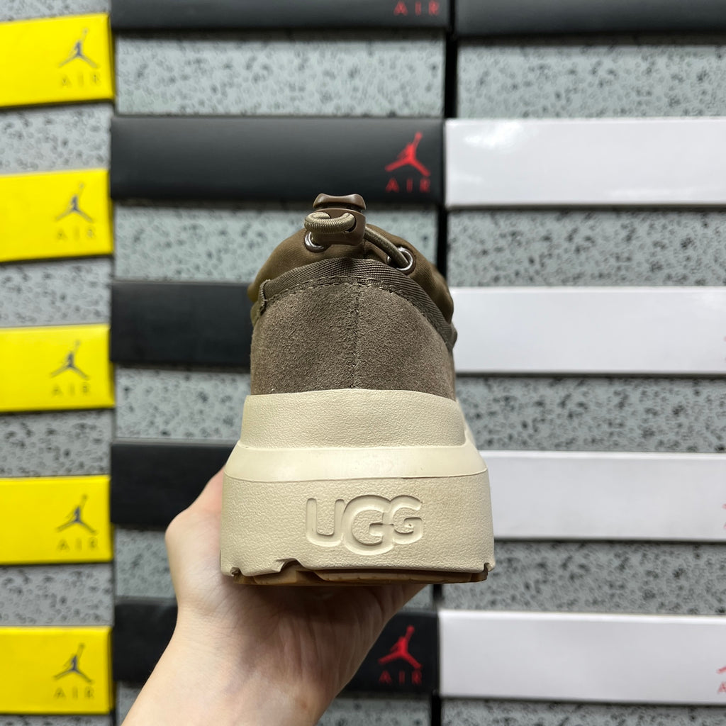 UGG Walnut Brown Drawstring Slip-On Shoes with Cream Sole