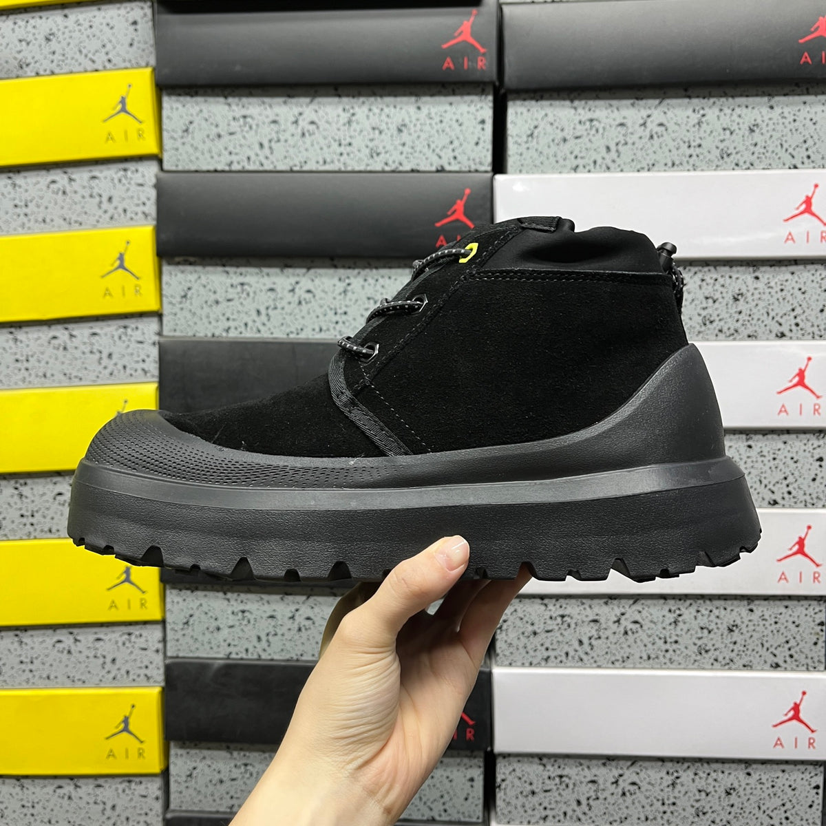 UGG Black Lace-Up Ankle Boots with Chunky Lug Sole