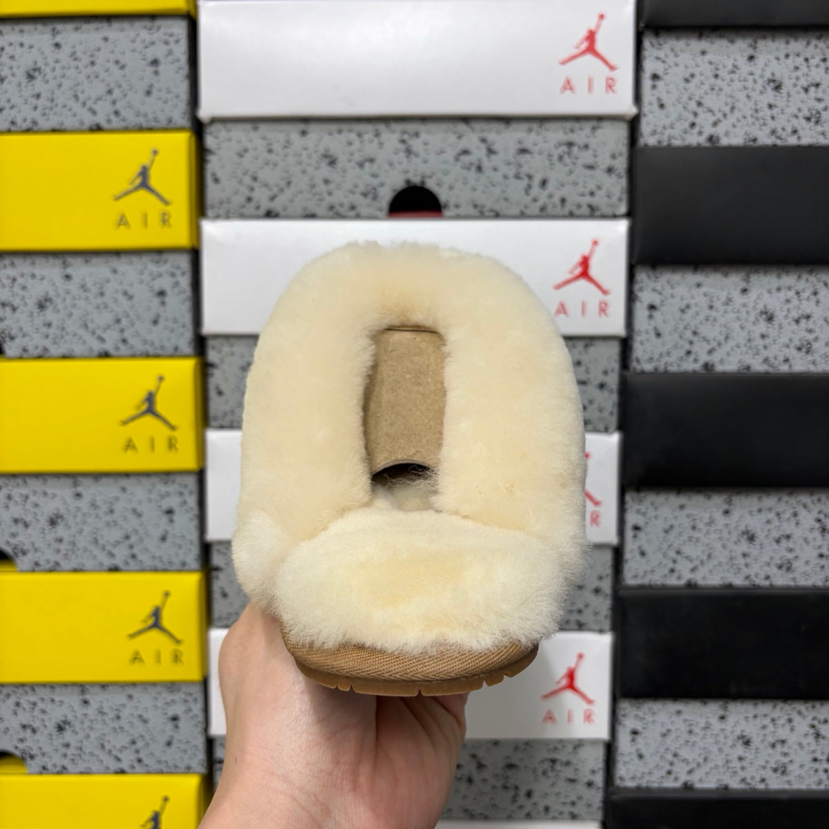 UGG Chestnut Slippers with Cream Plush Collar