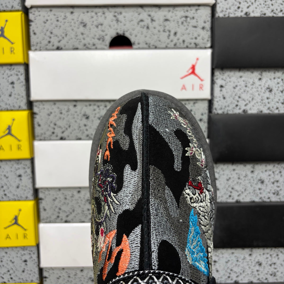 UGG Black Slip-On Shoes with Dragon & Tiger Embroidery