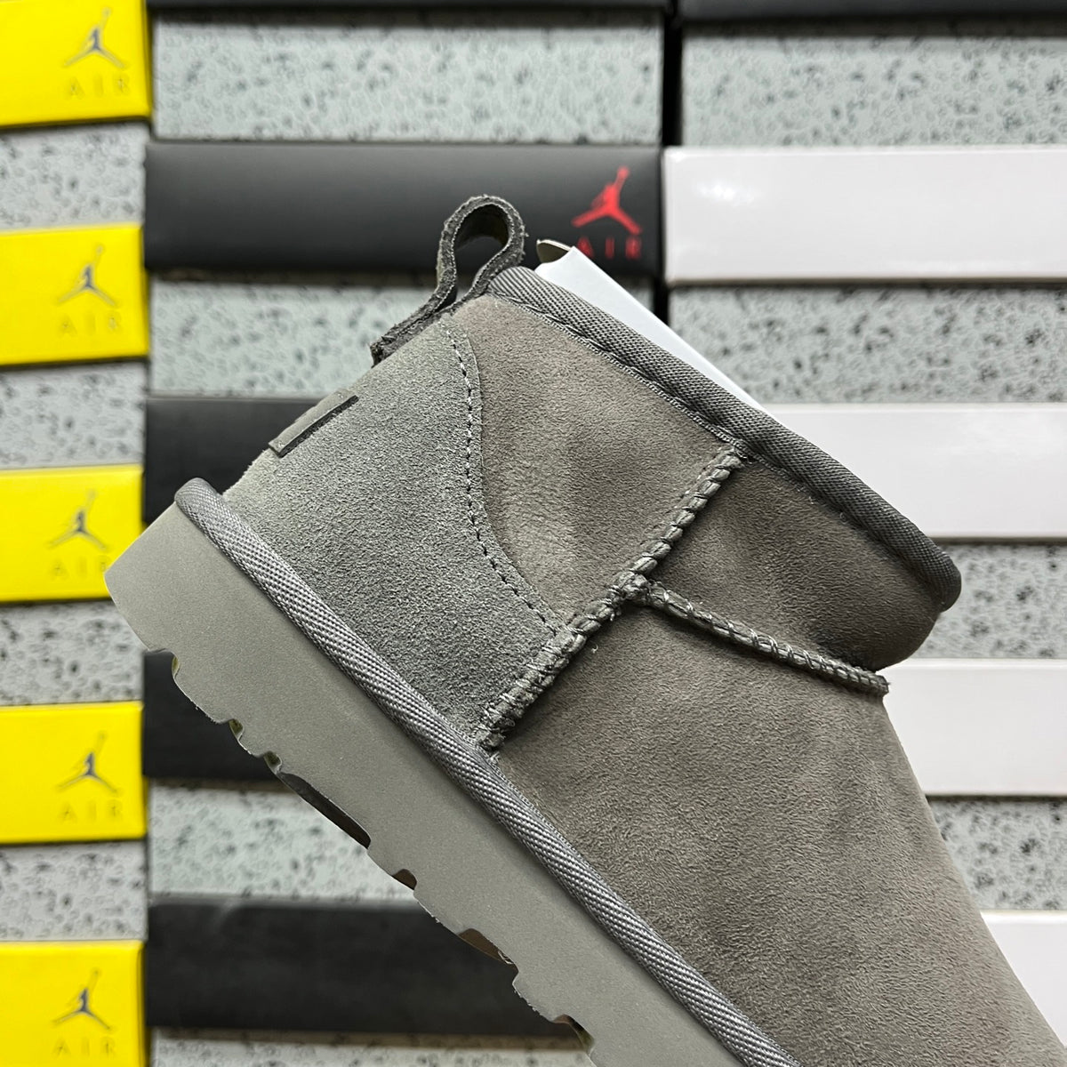 UGG Grey Ultra Mini Pull-On Ankle Boots